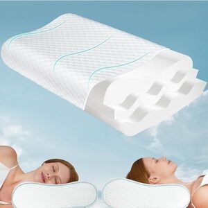 New Cervical Neck Pillow, Side Sleeper Adjustable Contour Pillow Memory Foam